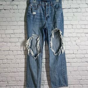 Women's Distressed Blue Jeans